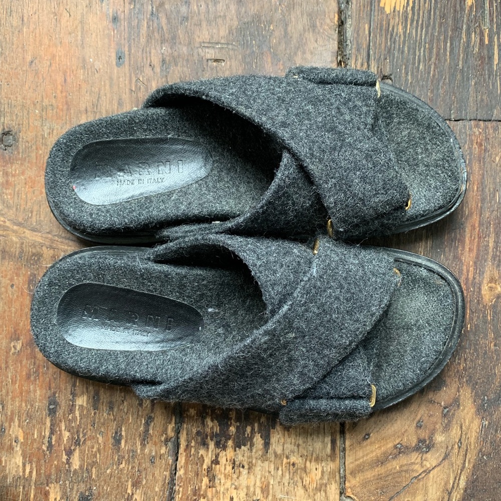 Marni Wool Fussbett Crisscross Slide Sandals
